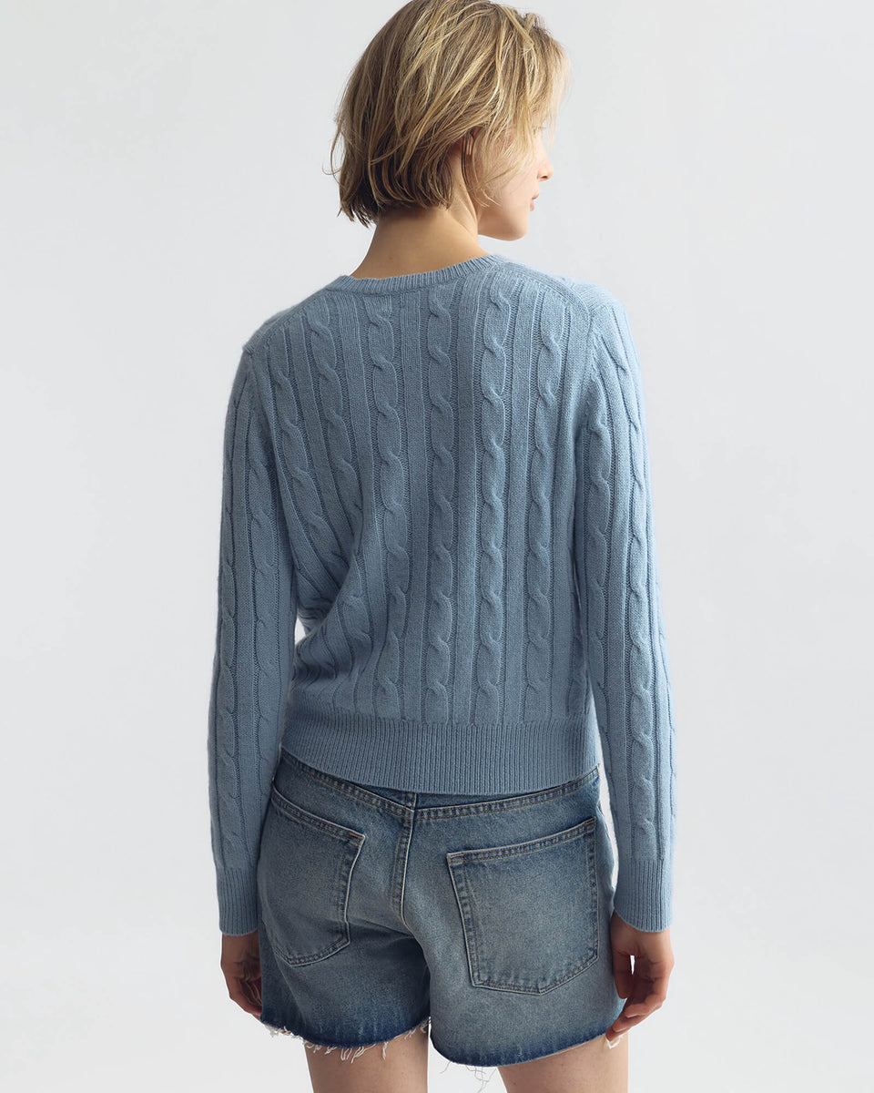 CAMELIA CABLE SWEATER IN CAMBRIDGE BLUE