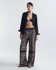 MORGAN PANT IN BROWN/ IVORY BANDANA PRINT