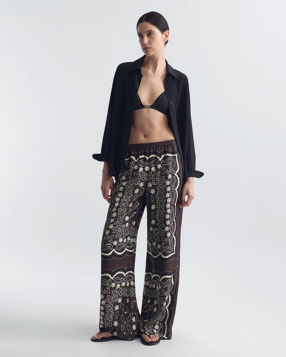 MORGAN PANT IN BROWN/ IVORY BANDANA PRINT