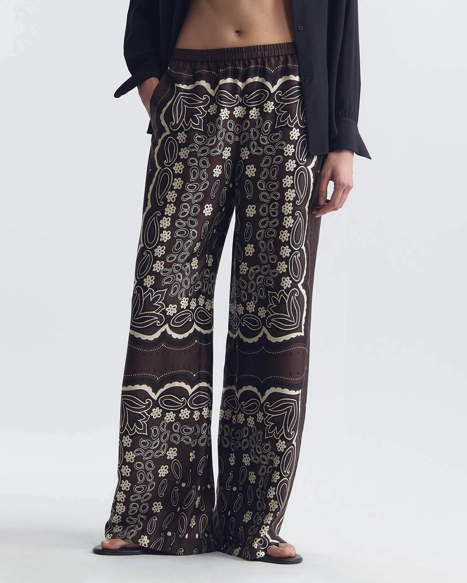 MORGAN PANT IN BROWN/ IVORY BANDANA PRINT