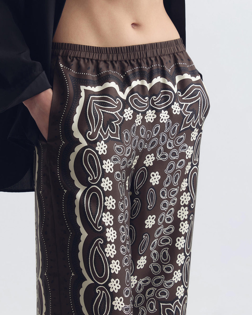 MORGAN PANT IN BROWN/ IVORY BANDANA PRINT
