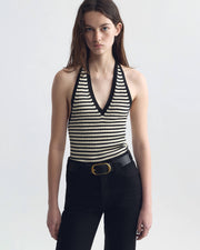 IVEY STRIPE SWEATER IN BLACK/IVORY STRIPE