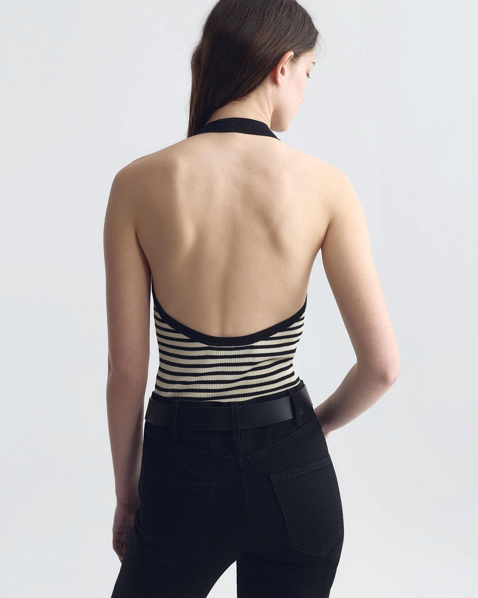 IVEY STRIPE SWEATER IN BLACK/IVORY STRIPE