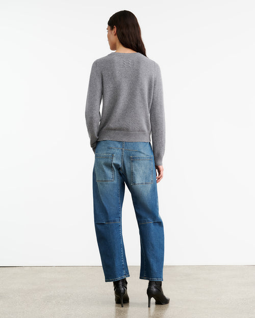 NORA CASHMERE SWEATER IN MEDIUM GREY MELANGE