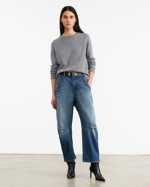 NORA CASHMERE SWEATER IN MEDIUM GREY MELANGE