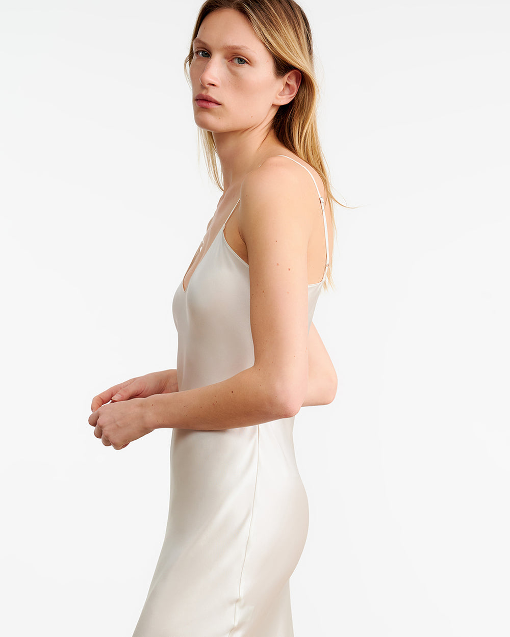 CAMI SILK DRESS IN IVORY