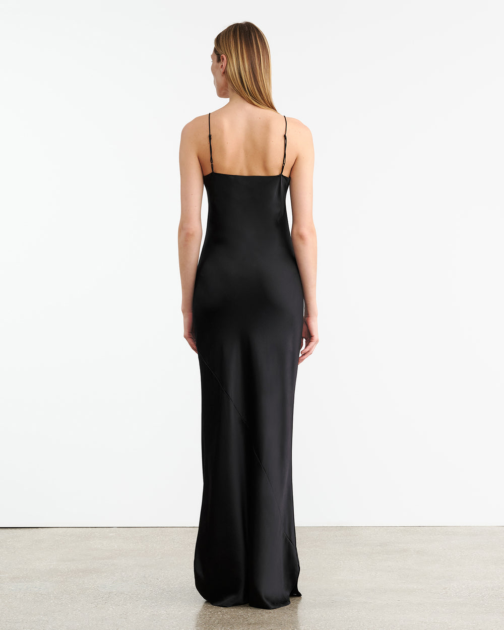 CAMI SILK GOWN IN BLACK