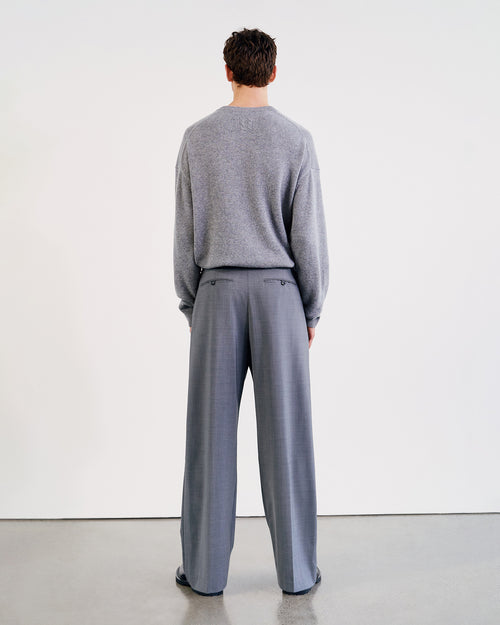 HAGEN CASHMERE SWEATER IN LIGHT GREY MELANGE