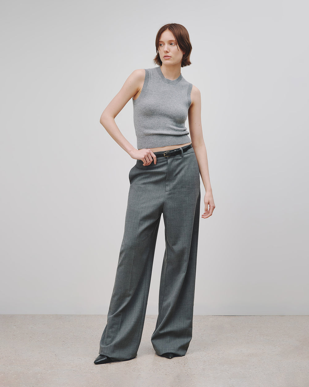MAY CASHMERE TANK IN LIGHT GREY MELANGE