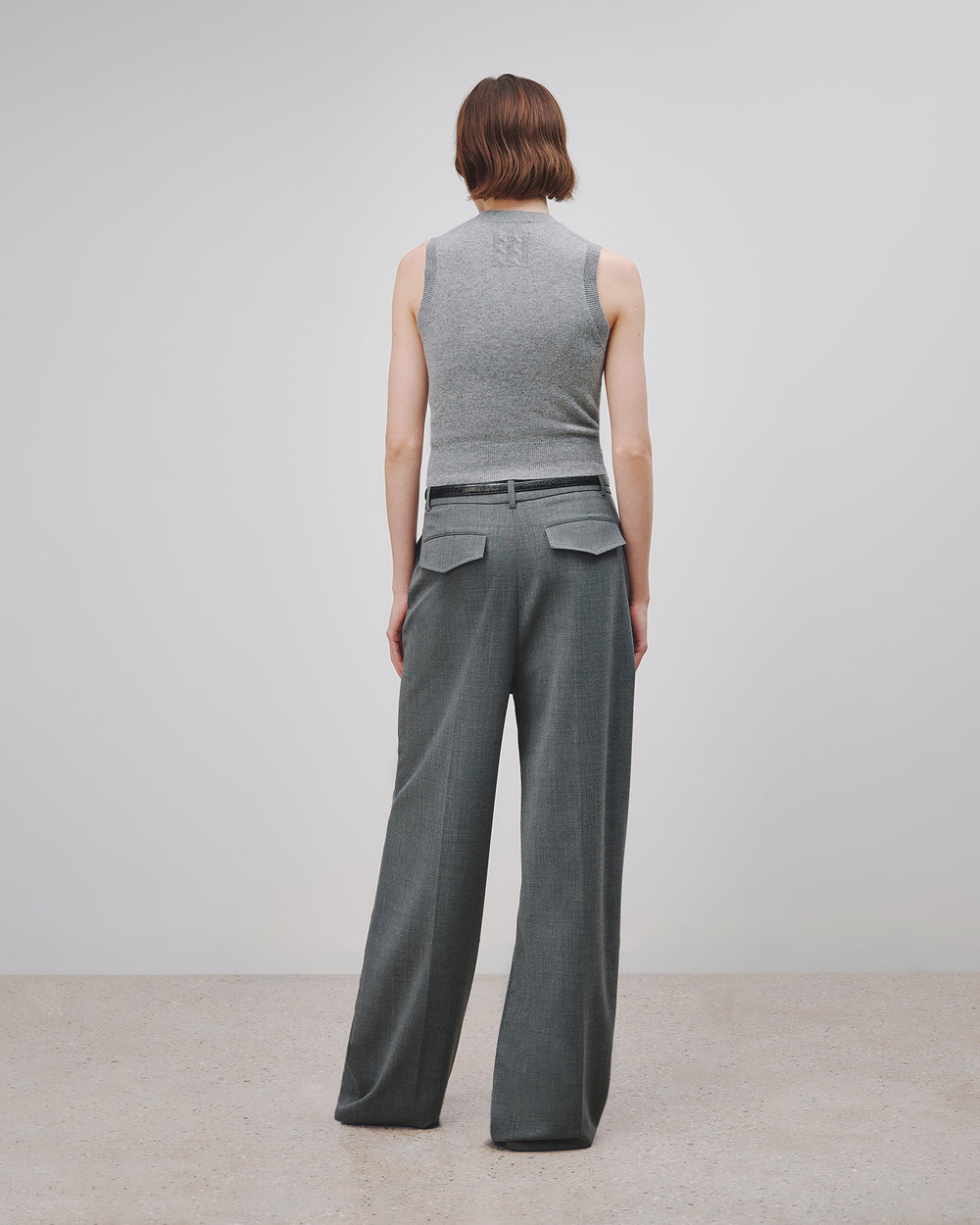 MAY CASHMERE TANK IN LIGHT GREY MELANGE