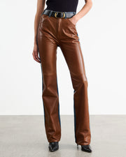 JOAN LEATHER COMBO JEAN IN SIMON WASH W/ COGNAC