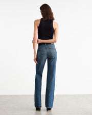 JOAN LEATHER COMBO JEAN IN SIMON WASH W/ COGNAC