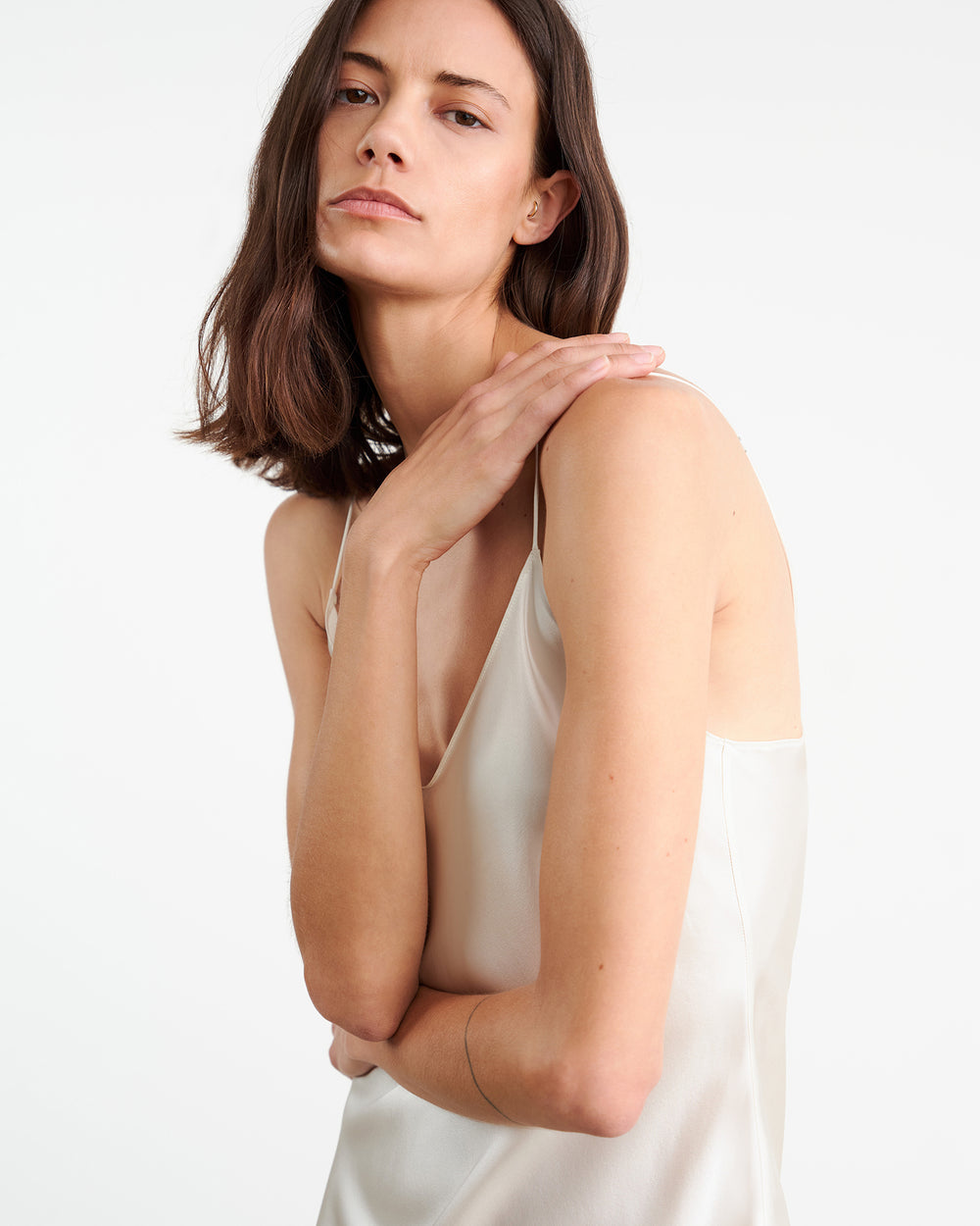 CAMI SILK GOWN IN IVORY