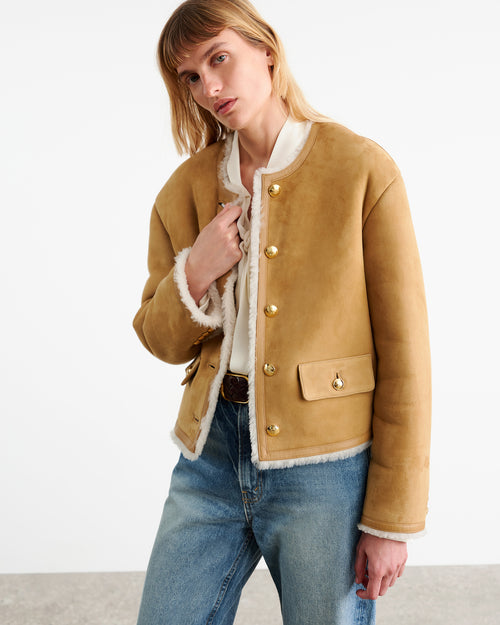 ZANIE SHEARLING JACKET IN TAN/NATURAL