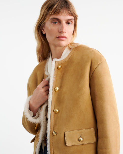 ZANIE SHEARLING JACKET IN TAN/NATURAL