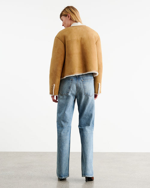 ZANIE SHEARLING JACKET IN TAN/NATURAL