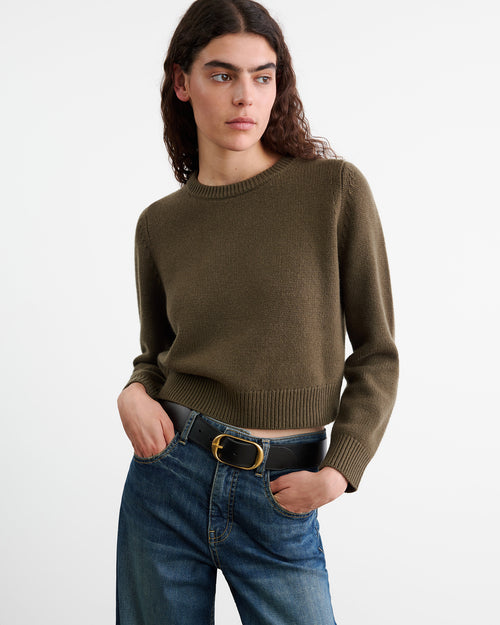 POPPY CASHMERE SWEATER IN DARK MOSS