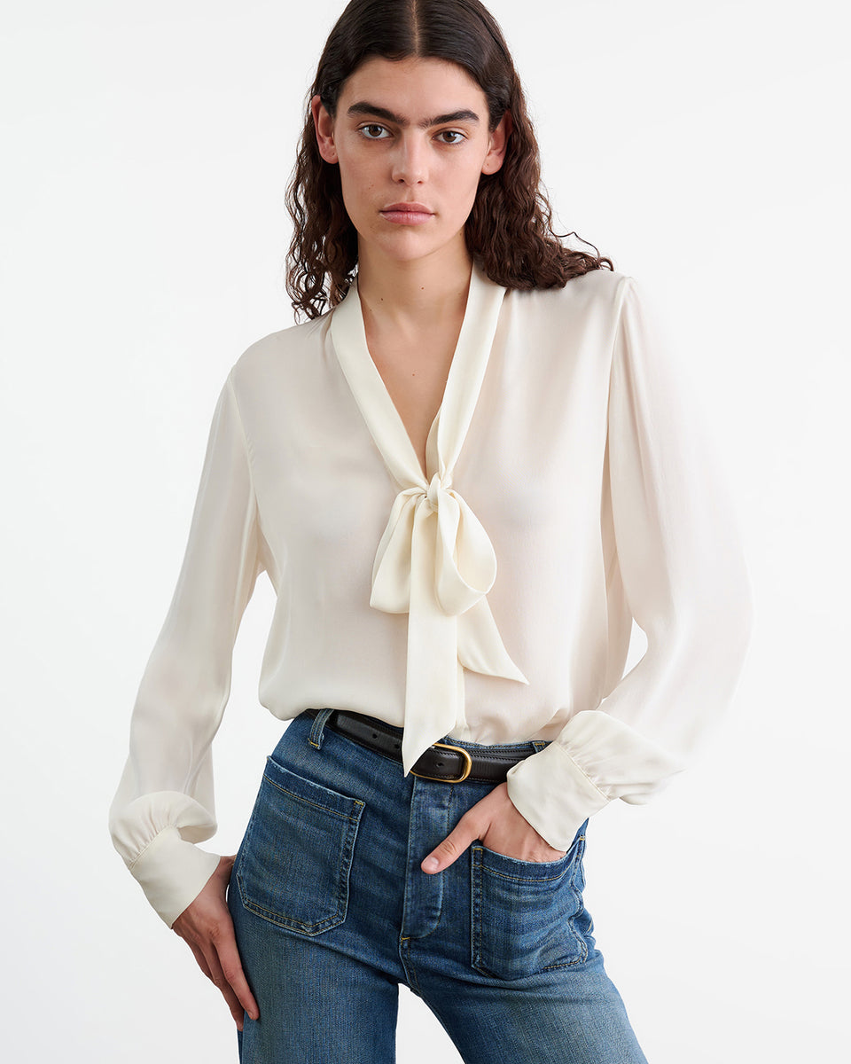 CARINA SILK BLOUSE IN IVORY
