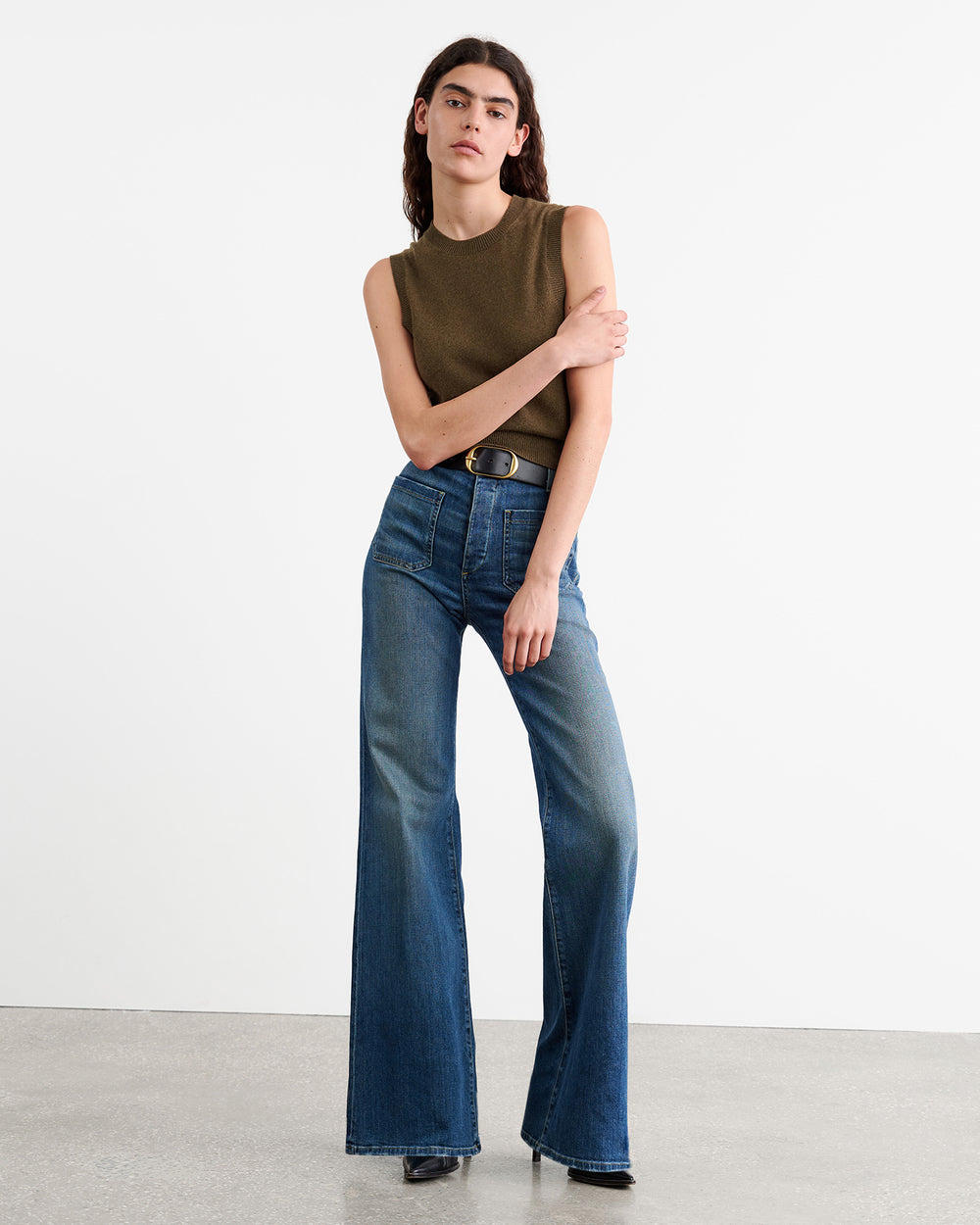 MAY CASHMERE TANK IN DARK MOSS