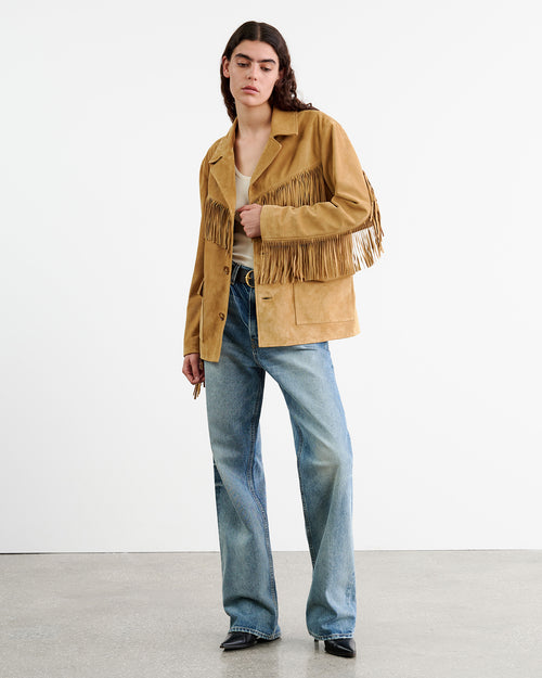 MAELLE SUEDE JACKET IN KHAKI