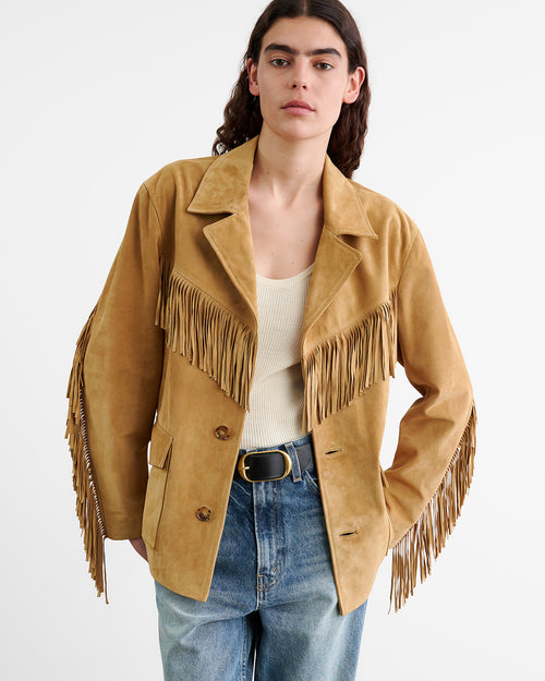 MAELLE SUEDE JACKET IN KHAKI