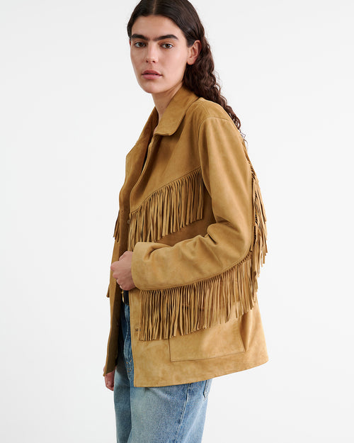 MAELLE SUEDE JACKET IN KHAKI
