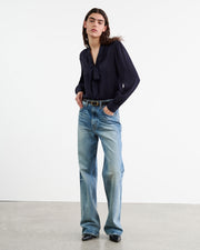 CARINA SILK BLOUSE IN MIDNIGHT