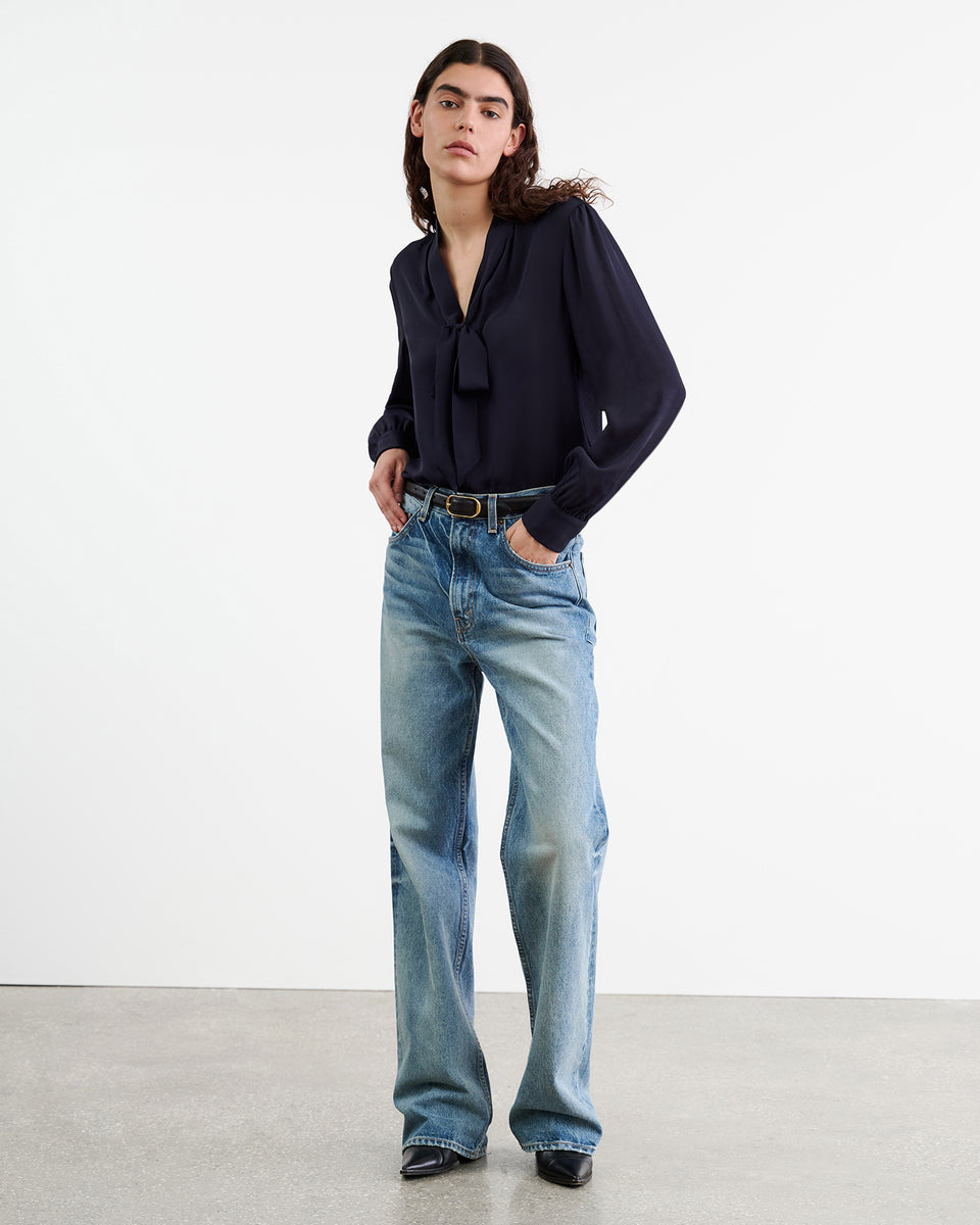 CARINA SILK BLOUSE IN MIDNIGHT