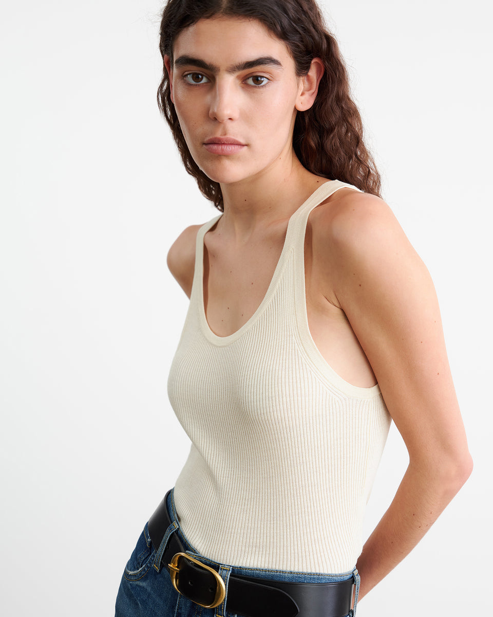 SELAH SILK KNIT TANK IN IVORY