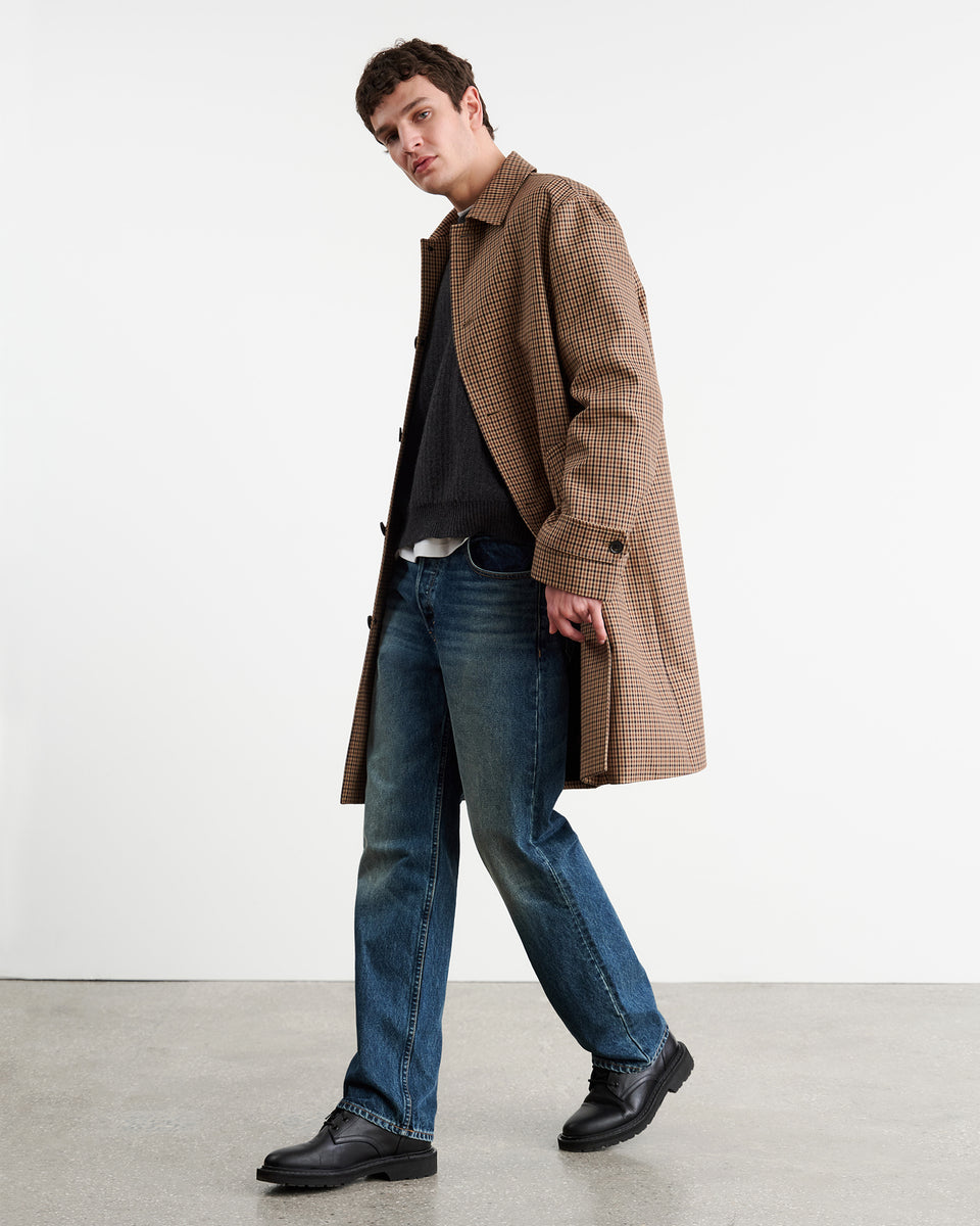 HEDI DUSTER COAT IN BEIGE/BROWN HOUNDSTOOTH