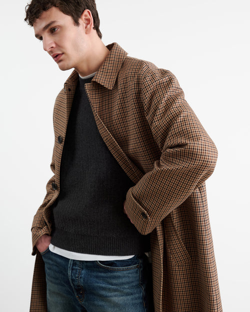 HEDI DUSTER COAT IN BEIGE/BROWN HOUNDSTOOTH