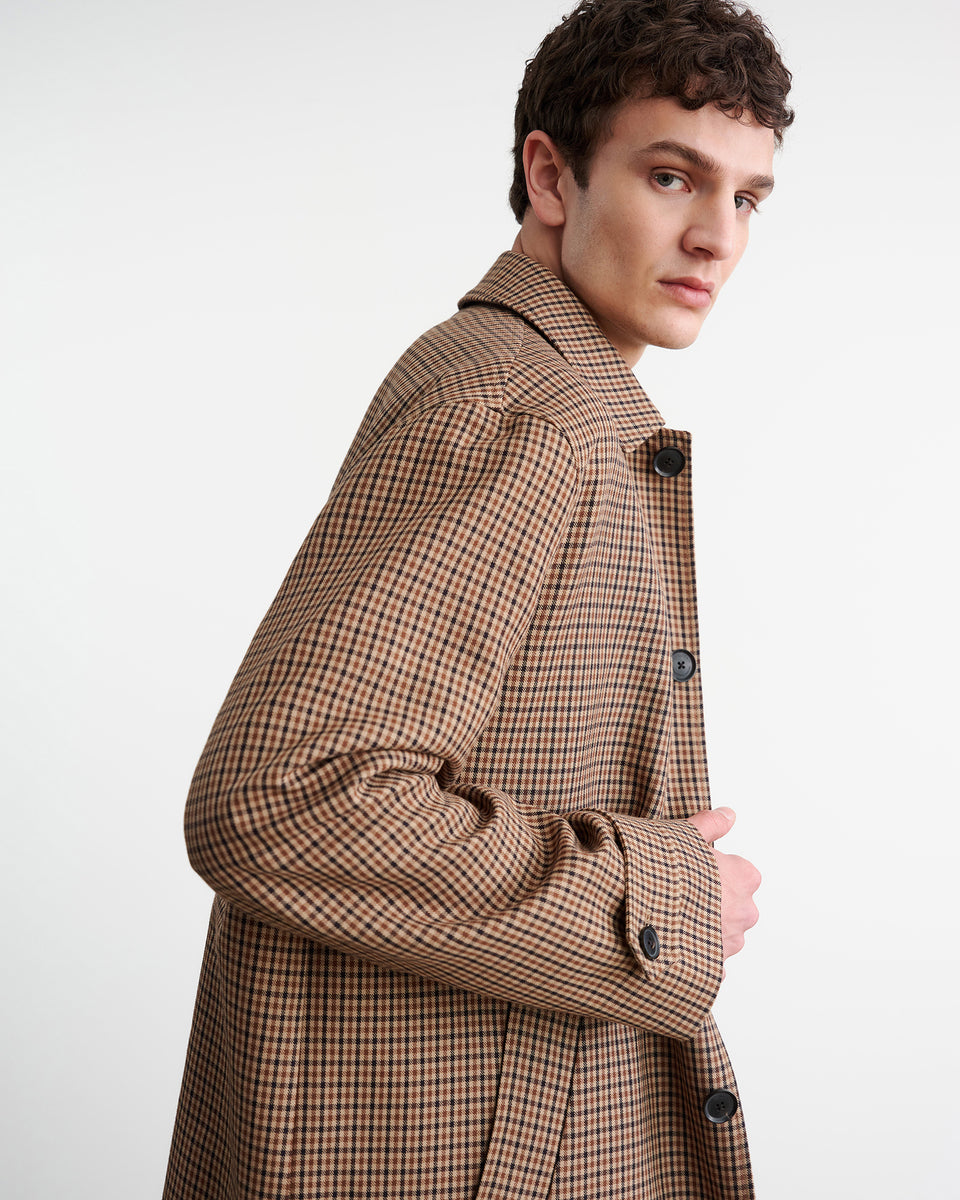 HEDI DUSTER COAT IN BEIGE/BROWN HOUNDSTOOTH