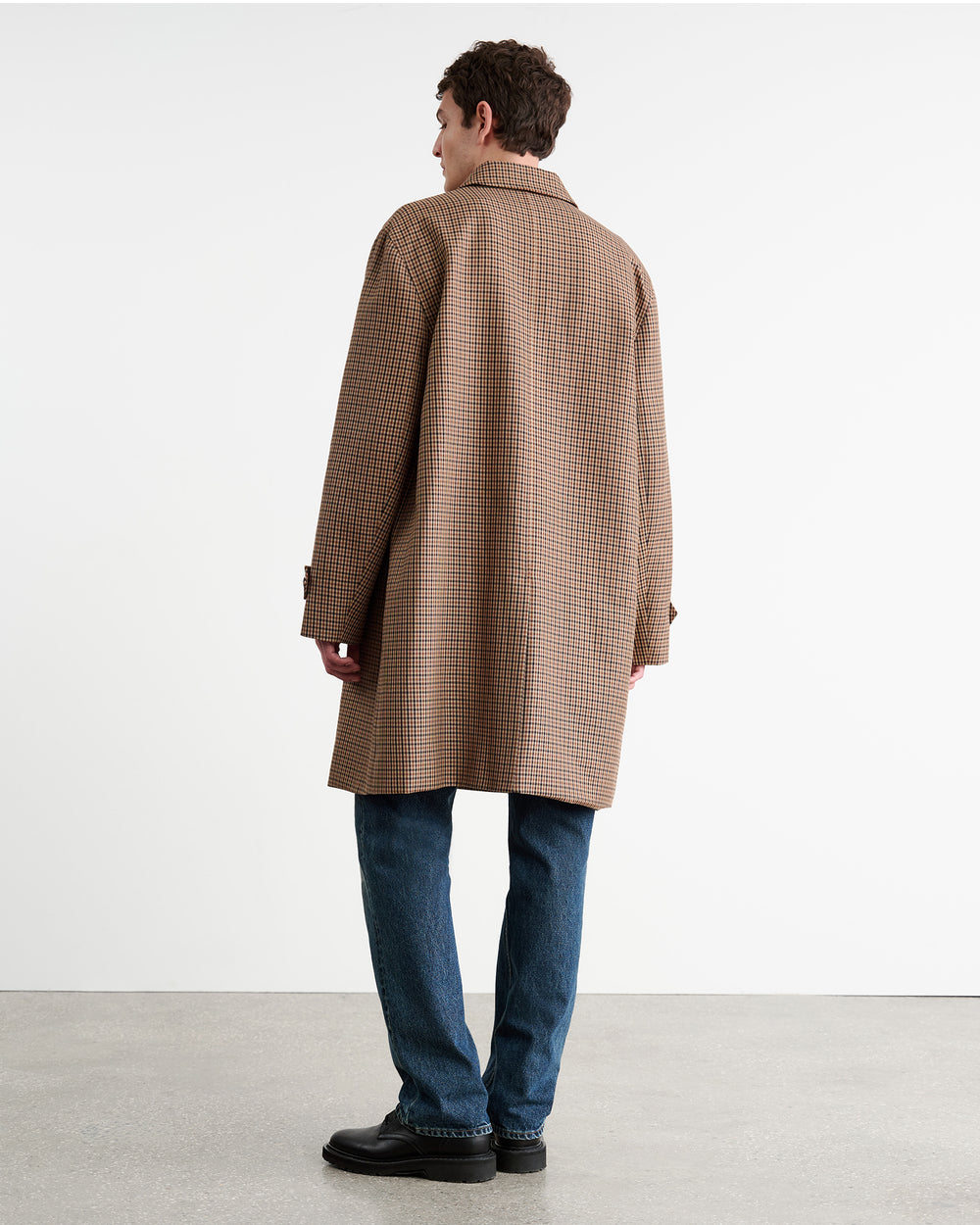 HEDI DUSTER COAT IN BEIGE/BROWN HOUNDSTOOTH
