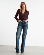 GAIA SILK SHIRT IN OXBLOOD