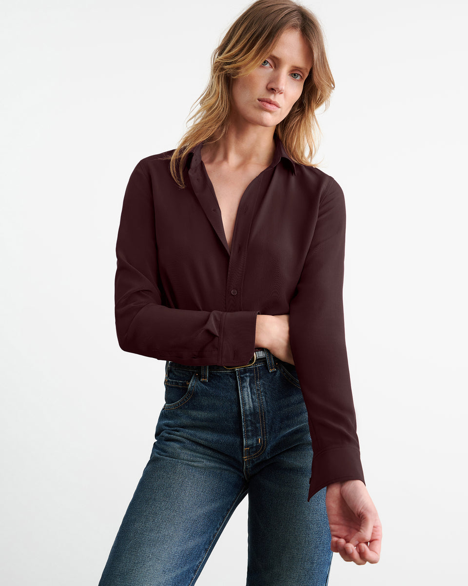 GAIA SILK SHIRT IN OXBLOOD