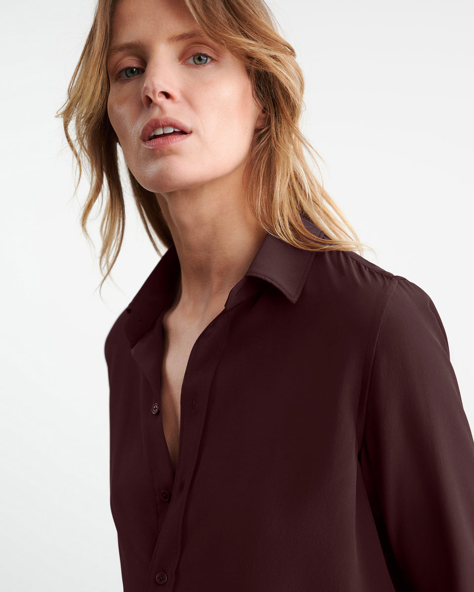 GAIA SILK SHIRT IN OXBLOOD