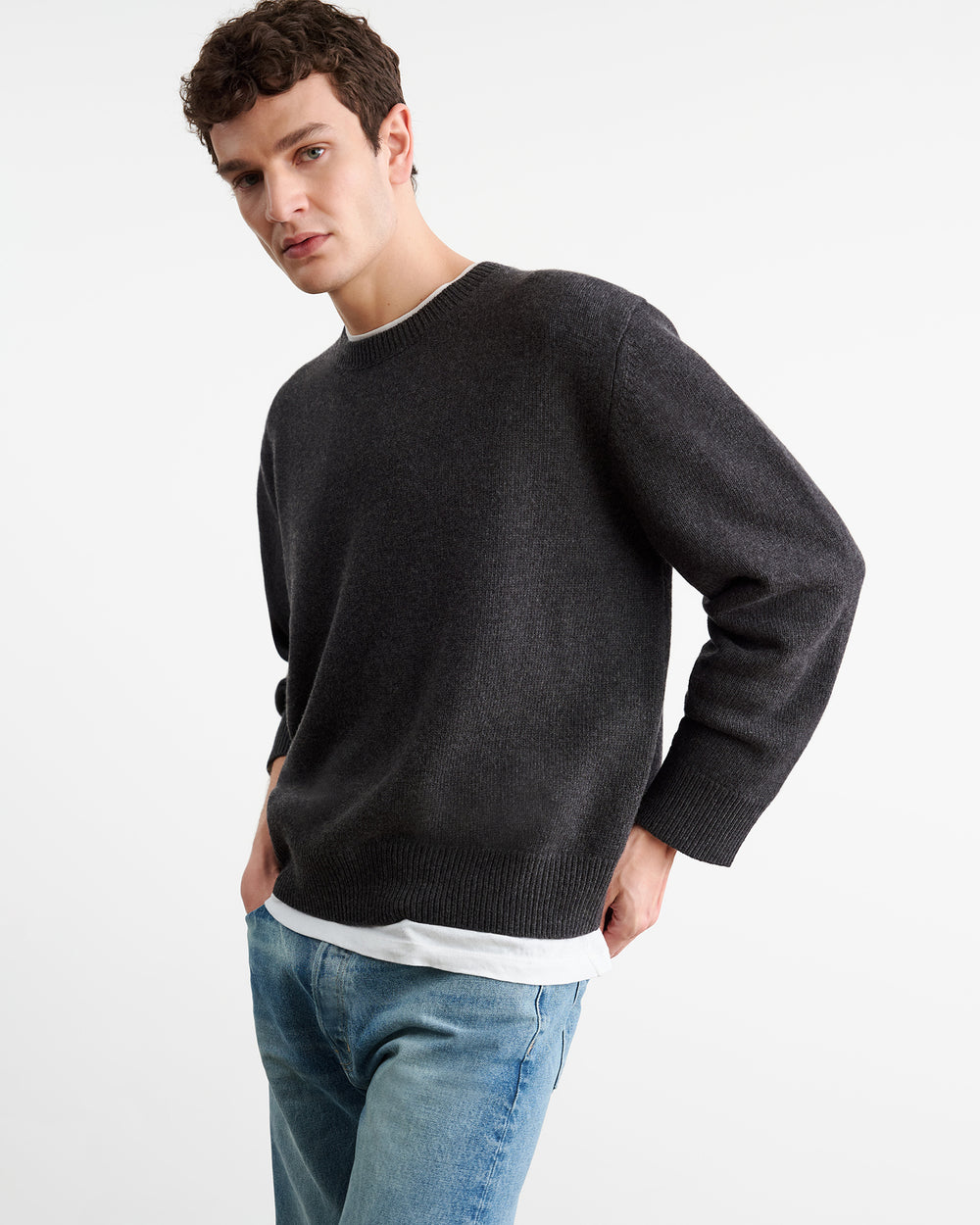 MADDOX SWEATER IN CHARCOAL MELANGE