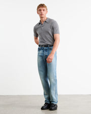 MYLES CASHMERE POLO IN MEDIUM GREY MELANGE