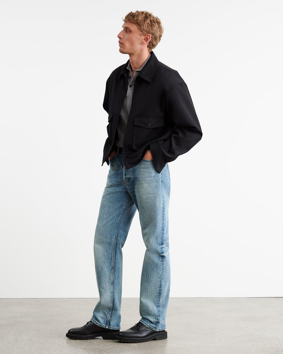 MYLES CASHMERE POLO IN MEDIUM GREY MELANGE