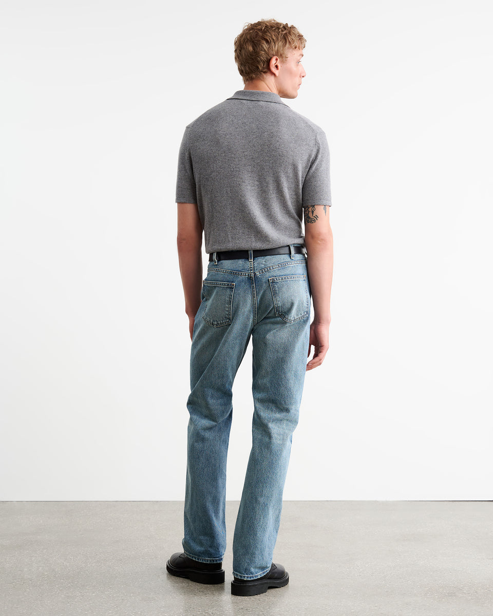 MYLES CASHMERE POLO IN MEDIUM GREY MELANGE