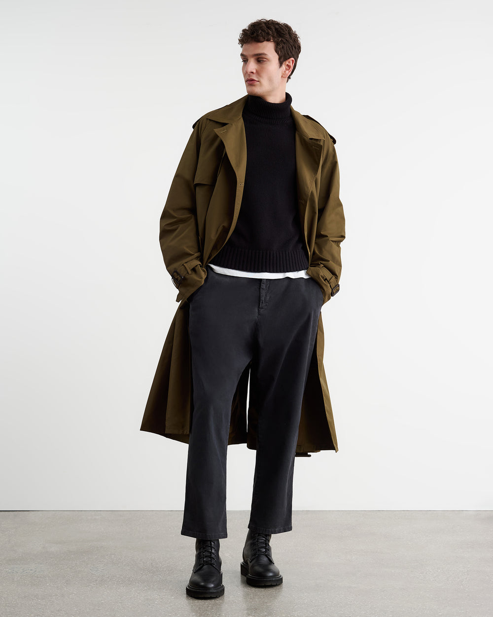 KIERAN TRENCH COAT IN OLIVE GREEN