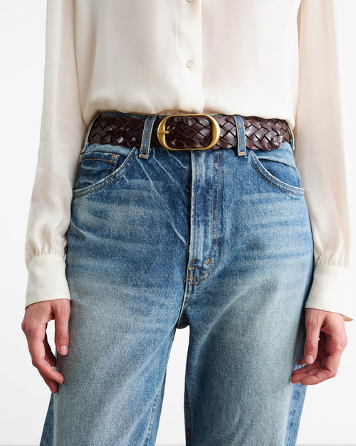BRAIDED NILI BELT IN DARK BROWN