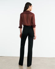 GAIA SILK SHIRT IN BORDEAUX/CREAM DOTS