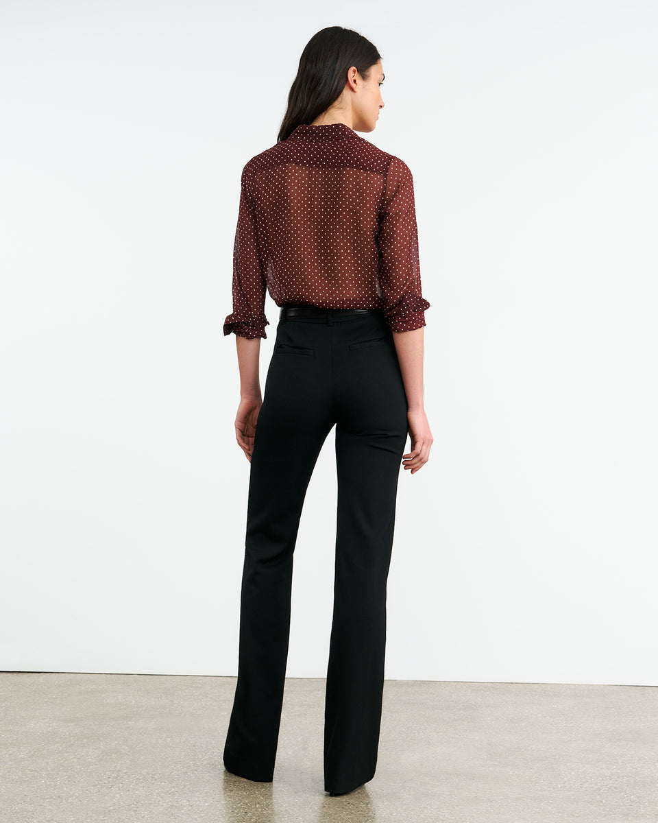 GAIA SILK SHIRT IN BORDEAUX/CREAM DOTS