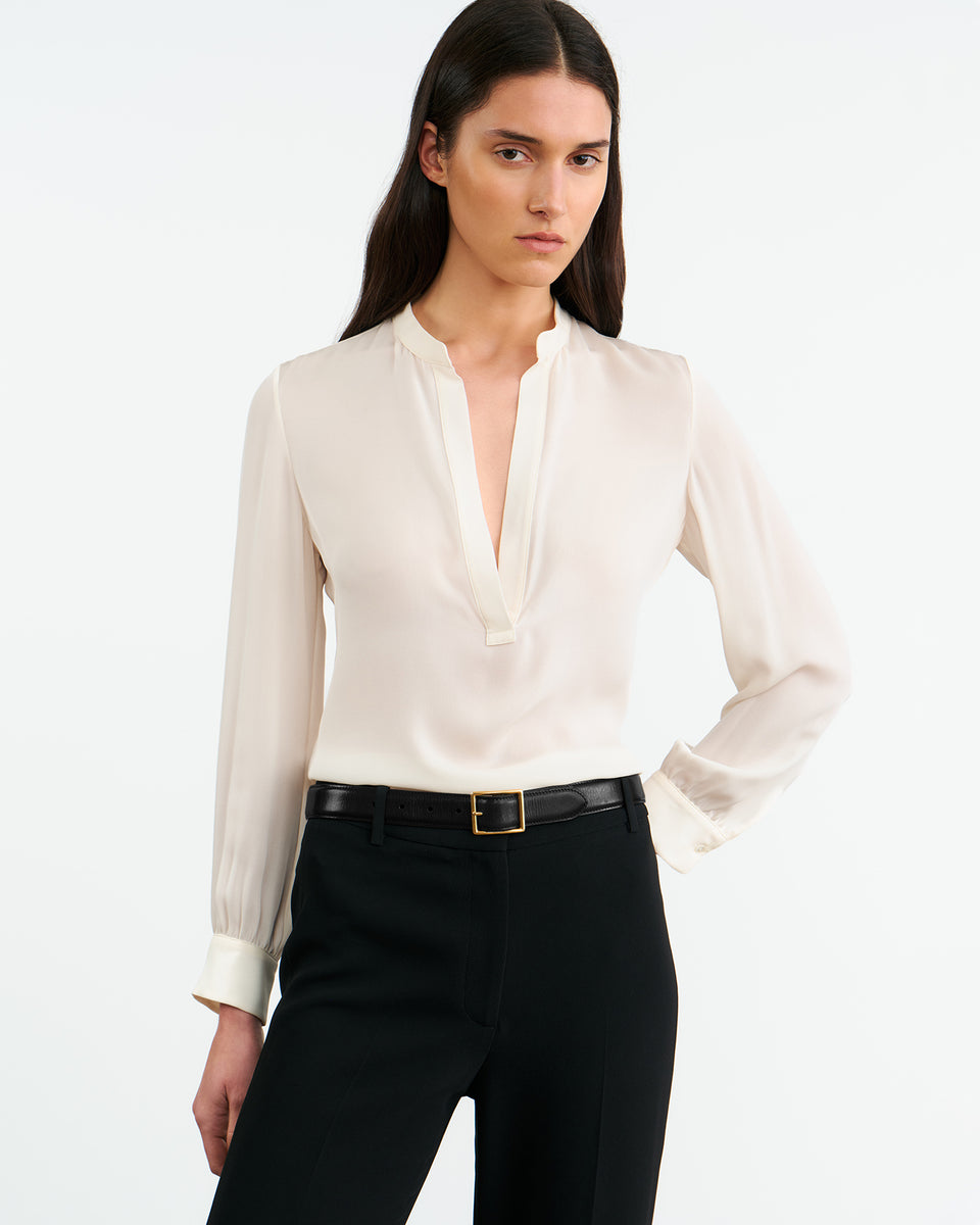 MONTAINE SILK BLOUSE IN IVORY