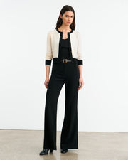 MEADOW CASHMERE CARDIGAN IN IVORY/BLACK