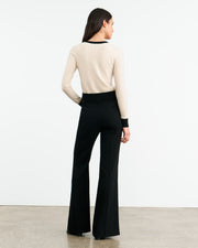 MEADOW CASHMERE CARDIGAN IN IVORY/BLACK