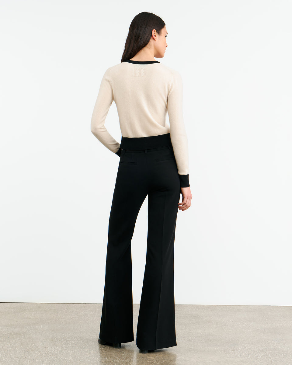 MEADOW CASHMERE CARDIGAN IN IVORY/BLACK