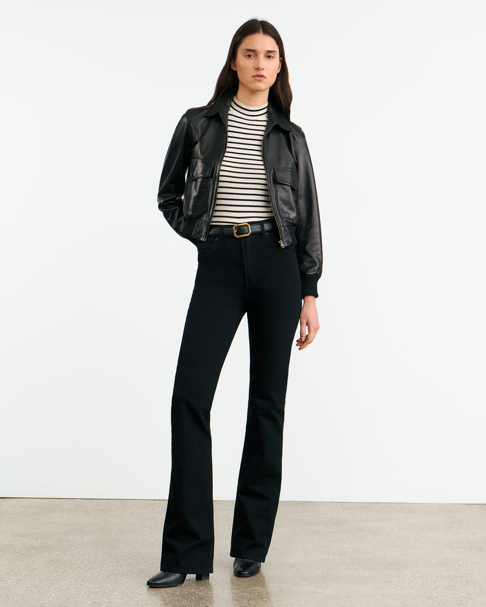 MASHA CASHMERE TANK IN IVORY W/ BLACK STRIPE