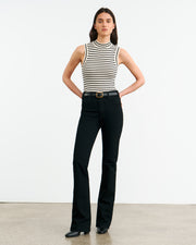 MASHA CASHMERE TANK IN IVORY W/ BLACK STRIPE